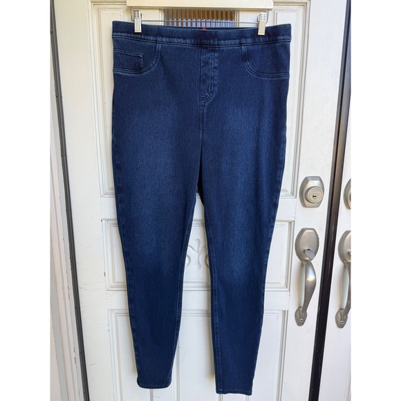 SPANX Denim - Spanx Jean-ish Ankle Leggings Dark Indigo Blue High Rise Jeggings Size 1X‎